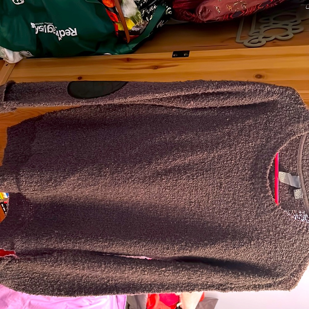 Grey Scoop Neck Sweater with elbow pads